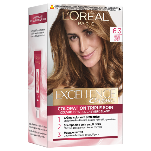 Coloration cheveux n°6.3 blond foncé doré permanente L'ORÉAL PARIS