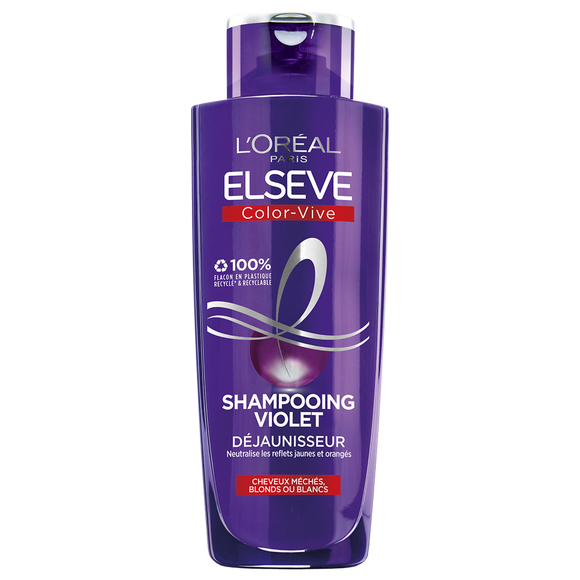 Shampoing violet déjaunisseur cheveux colorés ELSEVE - flacon 200ml