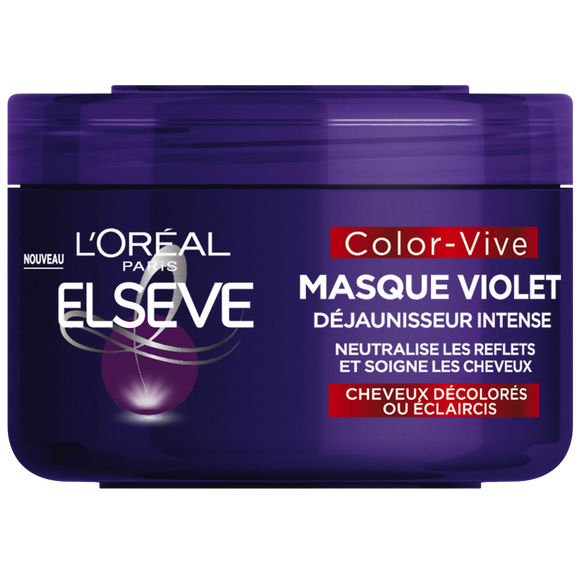Masque violet déjaunisseur cheveux colorés ELSEVE - pot 250ml