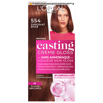 Coloration cheveux n°554 chocolat épicé casting crème gloss L'ORÉAL PARIS