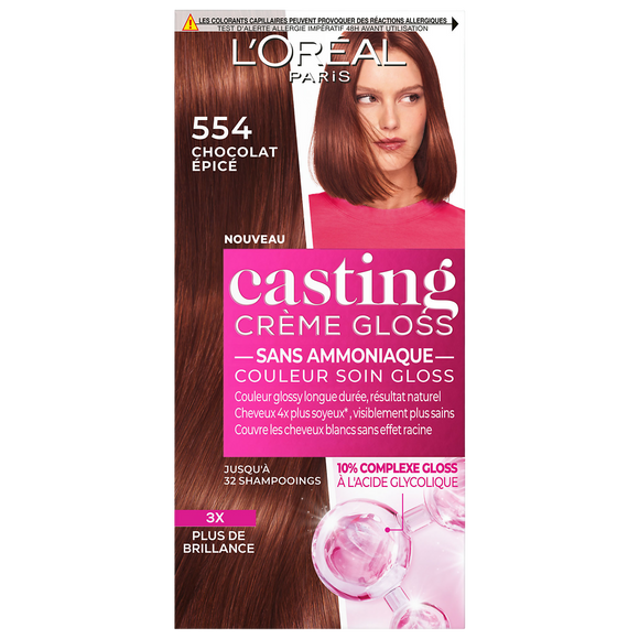Coloration cheveux n°554 chocolat épicé casting crème gloss L'ORÉAL PARIS