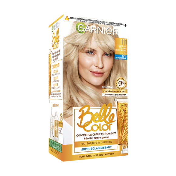 Coloration cheveux n°111 blond très clair cendré belle color GARNIER