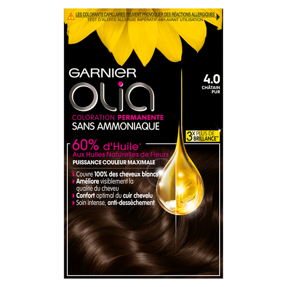 Coloration cheveux n°4.0 châtain pur olia GARNIER