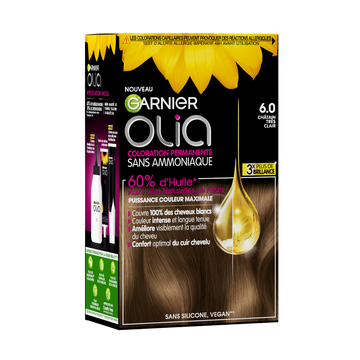 Coloration permanente sans ammoniaque châtain très clair n°6.0 OLIA