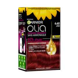 Coloration permanente sans ammoniaque OLIA, rouge intense, n°6.6
