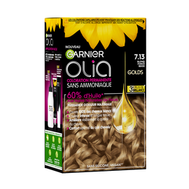 Coloration permanent.sans ammoniaque OLIA, blond beige foncé n°7.13