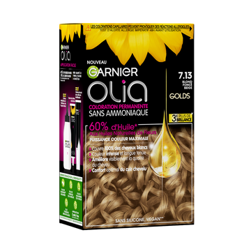 Coloration permanent.sans ammoniaque OLIA, blond beige foncé n°7.13