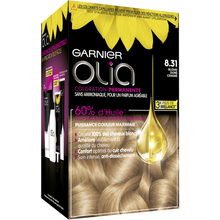 Coloration cheveux n°8.31 blond doré cendré permanente olia GARNIER