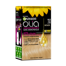 Coloration permanente sans ammoniaque OLIA, blond clair solaire n°9.3