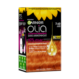 Coloration permanente sans ammoniaque OLIA, cuivre intense n°7.40