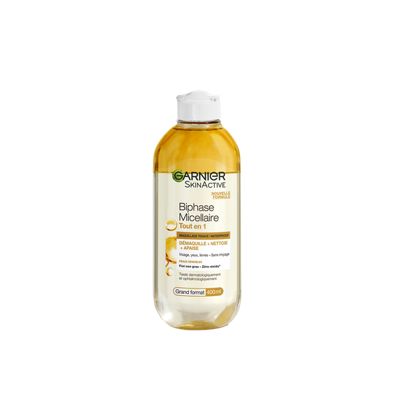Solution micellaire biphase waterproof tout en 1 GARNIER - flacon 400ml