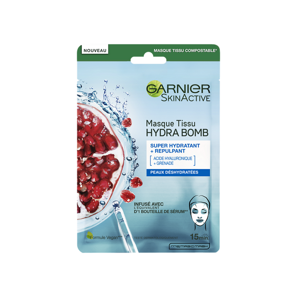 Masque tissu visage HydraBomb Grenade Hydratant & Repulpant Skin Active GARNIER x1