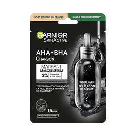 Masque tissu visage charbon végétal,  purifiant & hydratant skinactiveGARNIER x1