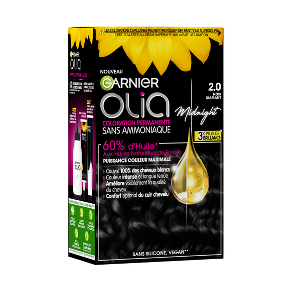 Coloration permanente sans ammoniaque OLIA black diamond 2.0