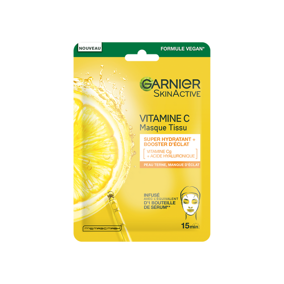 Masque visage tissu booster d'éclat à la vitamine c GARNIER - sachet1