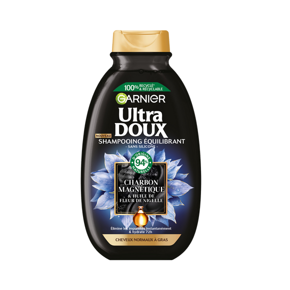 Shampoing équilibrant charbon magnétique ULTRA DOUX - flacon 250ml