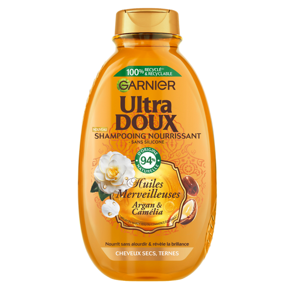 Shampooing nutrition argan et camélia ULTRA DOUX -300 ml