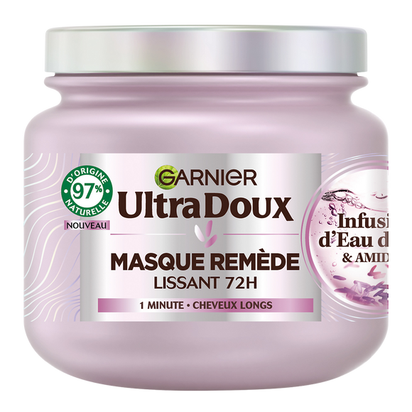 Masque cheveux lissant 72h eau de riz amidon ULTRA DOUX - pot 340ml