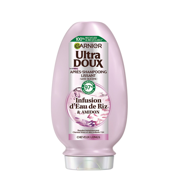 Après-shampoing lissant eau de riz amidon ULTRA DOUX - flacon 200ml