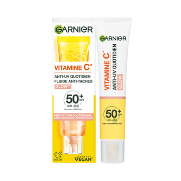 Fluide anti-uv SPF50+ anti-tâches à la vitamine c GARNIER - flacon 40ml