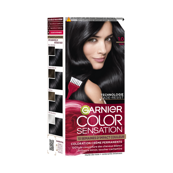 Coloration cheveux n°1 noir permanente color sensation GARNIER