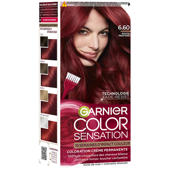 Coloration cheveux n°6.60 rouge profond permanente color sensation GARNIER