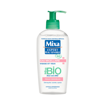 Eau micellaire Visage et Yeux Aloe Vera Bio MIXA Flacon Pompe 200 ml