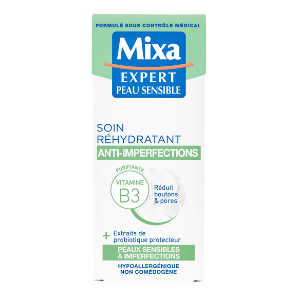Crème visage hydratante 2en1 anti-imperfections MIXA- tube 50ml