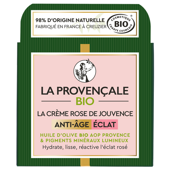 Crème Visage Rose de Jouvence Anti-Âge Éclat BIO LA PROVENCALE BIO Pot50 ml