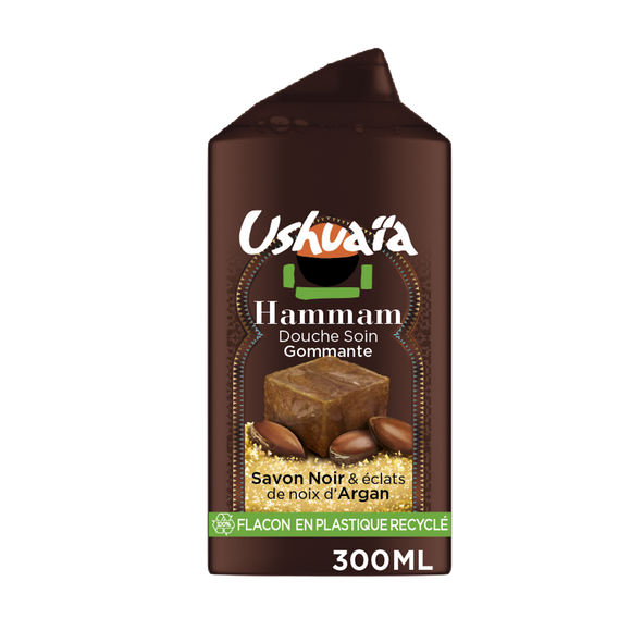 Gel Douche Soin gommant Savon Noir & Argan USHUAIA 300mL