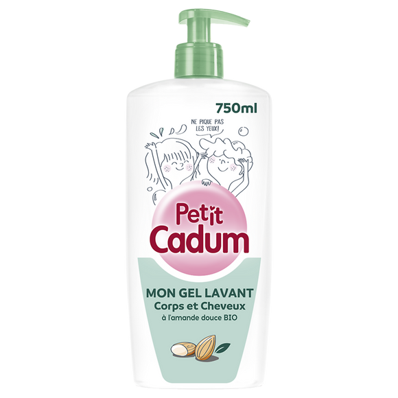Enfant Gel douche corps & cheveux amande douce CADUM Flacon Pompe 750ml