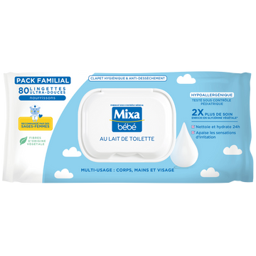 Lingettes Lait Bébé MIXA x80