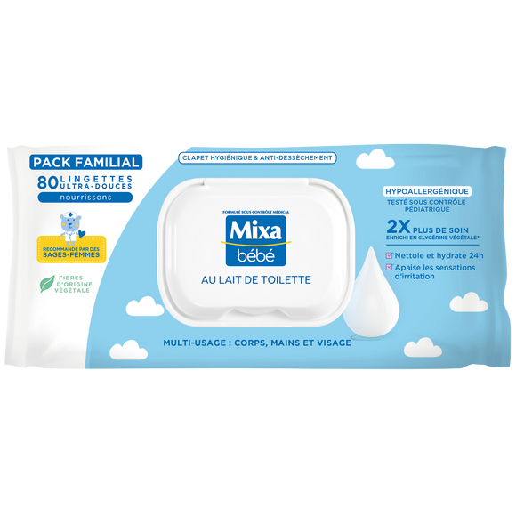 Lingettes Lait Bébé MIXA x80