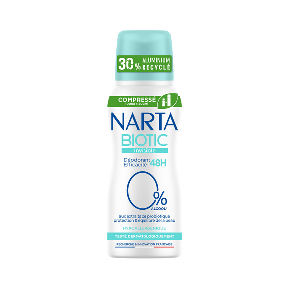 Déodorant compressé biotic invisible femme NARTA - spray 100ml