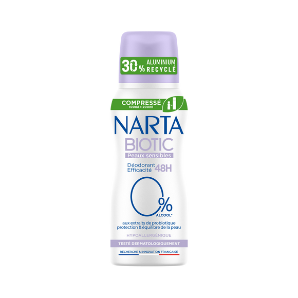 Déodorant aerosol biotic peaux sensibles NARTA 100ml
