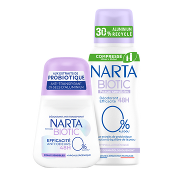 Déodorant compressé biotic peaux sensibles NARTA - spray 100ml