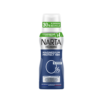 Déo.homme comp.magnésium prot.48h hypo.0% NARTA ato.100mlDéo.homme comp.magnésium prot.48h hypo.0% NARTA ato.100ml