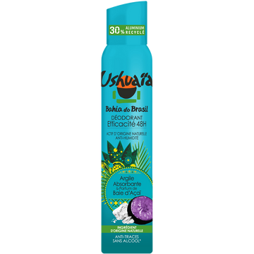 Déodorant femme efficacité 48h argile et baie d'açaï USHUAÏA - spray 200ml