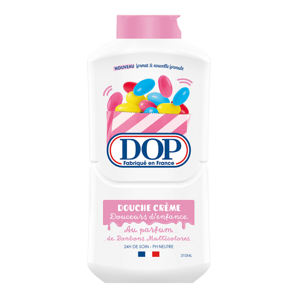 Gel douche crème parfum bonbons multicolores DOP - flacon 310ml