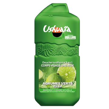 Gel douche tonifiant 3en1 aux agrumes verts d'italie USHUAÏA - flacon280ml