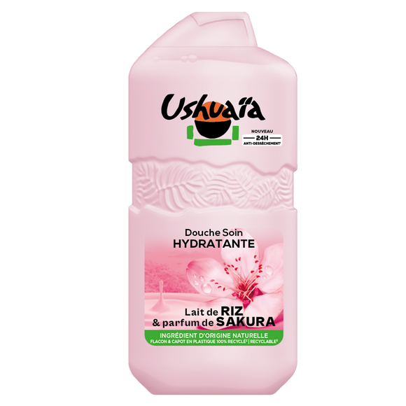 Gel douche hydratant lait de riz et fleur de sakura USHUAÏA - flacon 280ml