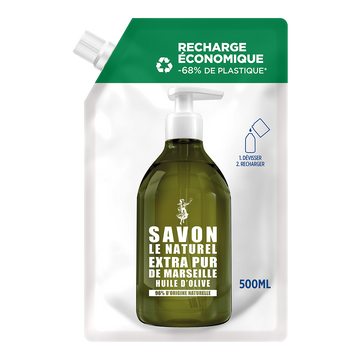 Savon liquide recharge extra pur olive SAVON LE NATUREL - recharge 500ml