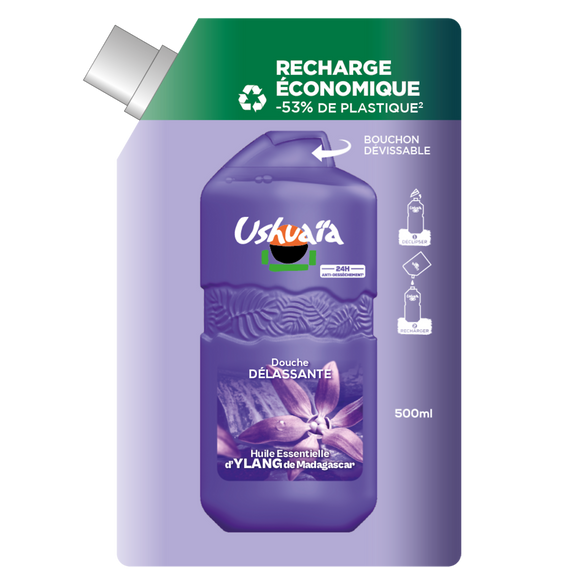 Douche délassante ylang madagascar recharge USHUAÏA - recharge 500ml