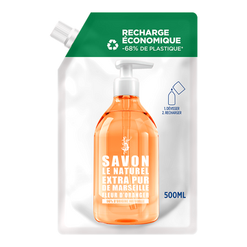 Savon naturel fleur d'oranger SAVON LE NATUREL - recharge 500ml