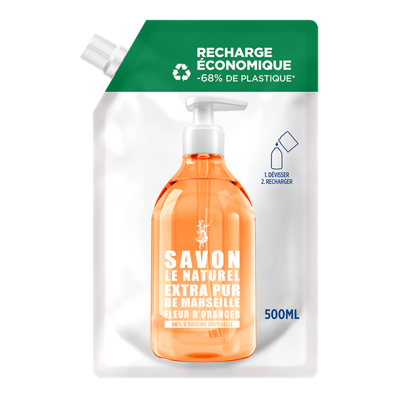 Savon naturel fleur d'oranger SAVON LE NATUREL - recharge 500ml