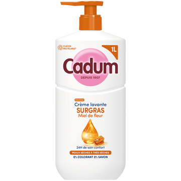 Crème lavante CADUM surgras Miel de fleur en flacon pompe 1L