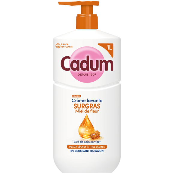 Crème lavante CADUM surgras Miel de fleur en flacon pompe 1L