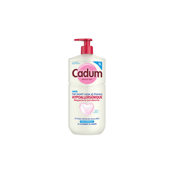 Gel lavant corps et cheveux CADUM Hypoallergénique en flacon pompe rechargeable 1L