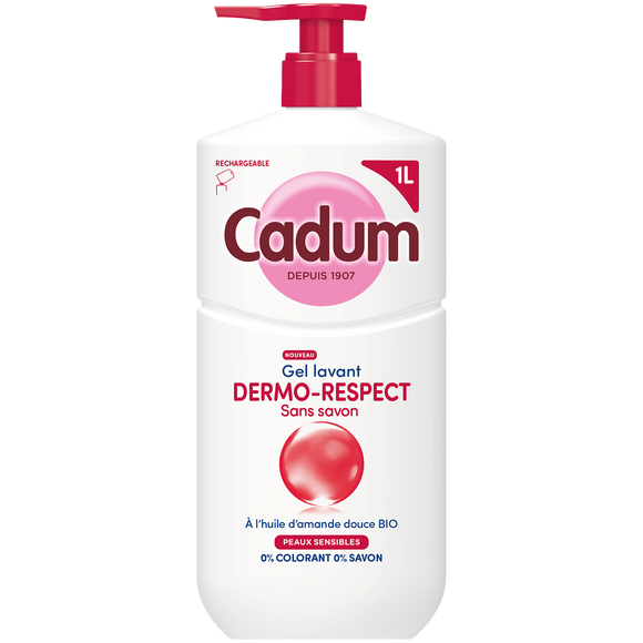 Gel lavant CADUM Dermo-respect sans savon en flacon pompe 1L
