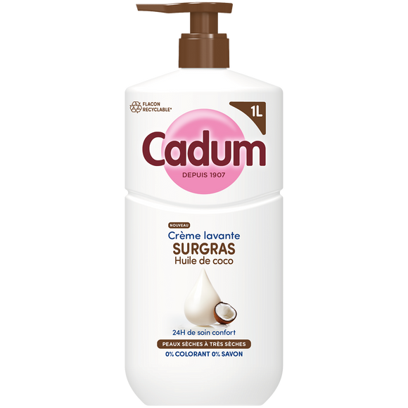 Crème lavante CADUM surgras Huile de coco en flacon pompe 1L